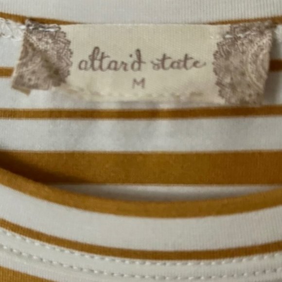 Altar’d State Golden Brown/White Tie Front Striped Dress - M - Picture 8 of 8